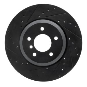 BMW 535I Brake Rotor (1) - Rear Left - R1 Concepts - Drilled & Slotted - Black - `04-`10
